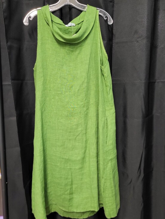 120% Lino Dresses & Skirts - 100% LINO GREEN COWL NECK TANK DRESS ONE SIZE